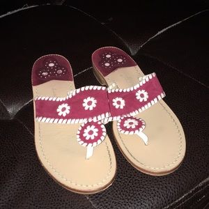 Red and White Jack Rogers Sandals
